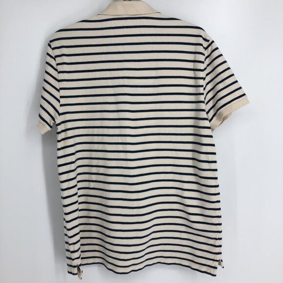 J.Crew Men's Black & off white (cream) Deck-striped polo size L - Picture 4 of 16